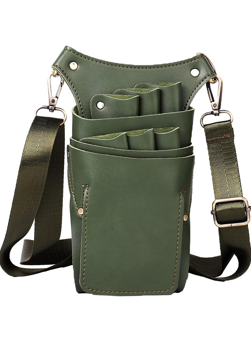 SOLARAE Scissors Pouch PU Leather Salon Barber Hairdressing Scissors Holster Hair Stylist Tools Bag Comb Shear Holster Waist Shoulder Belt for Stylist Tool Belt Hairdressers - Image 1
