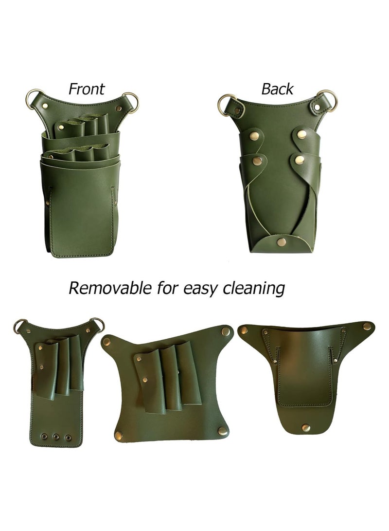 SOLARAE Scissors Pouch PU Leather Salon Barber Hairdressing Scissors Holster Hair Stylist Tools Bag Comb Shear Holster Waist Shoulder Belt for Stylist Tool Belt Hairdressers - Image 3