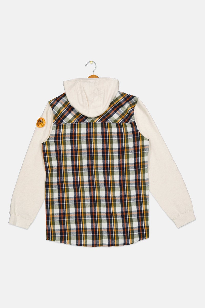 Levi's Kids Boy Checkered Jacket Shirt, Cream - Image 2