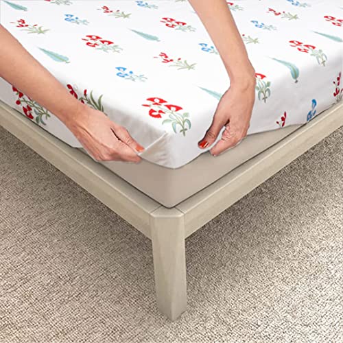 Urban Space Regal 100% Cotton 200 TC Printed Elastic Fitted Bedsheets King Size with 2 Pillow Covers (Size 72 x 78 inches, High Garden Red) - Image 5