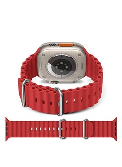 Ten Tech Silicone Band for Apple Watch Ultra/Ultra 2 49mm 45mm 44mm 42mm, Waterproof Soft Silicone Sports Band for iWatch Ultra SE 8/7/6/5/4/3/2/1, red