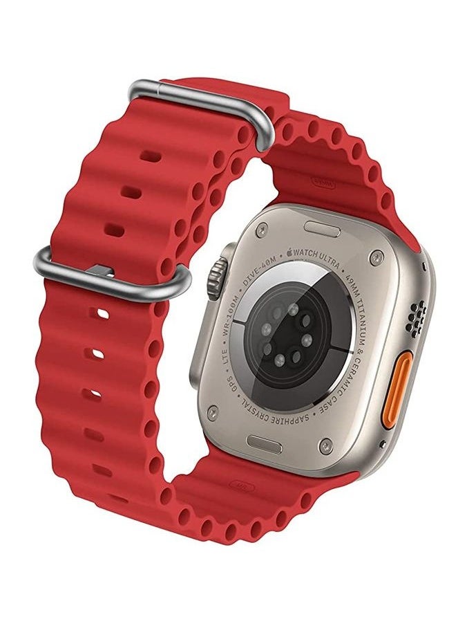 ten.tech - Ten Tech Silicone Band for Apple Watch Ultra/Ultra 2 49mm 45mm 44mm 42mm, Waterproof Soft Silicone Sports Band for iWatch Ultra SE 8/7/6/5/4/3/2/1, red - Image 1