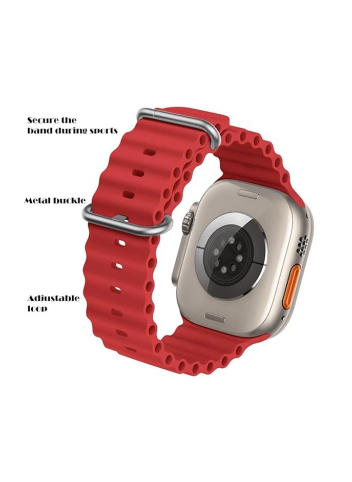 ten.tech - Ten Tech Silicone Band for Apple Watch Ultra/Ultra 2 49mm 45mm 44mm 42mm, Waterproof Soft Silicone Sports Band for iWatch Ultra SE 8/7/6/5/4/3/2/1, red - Image 1