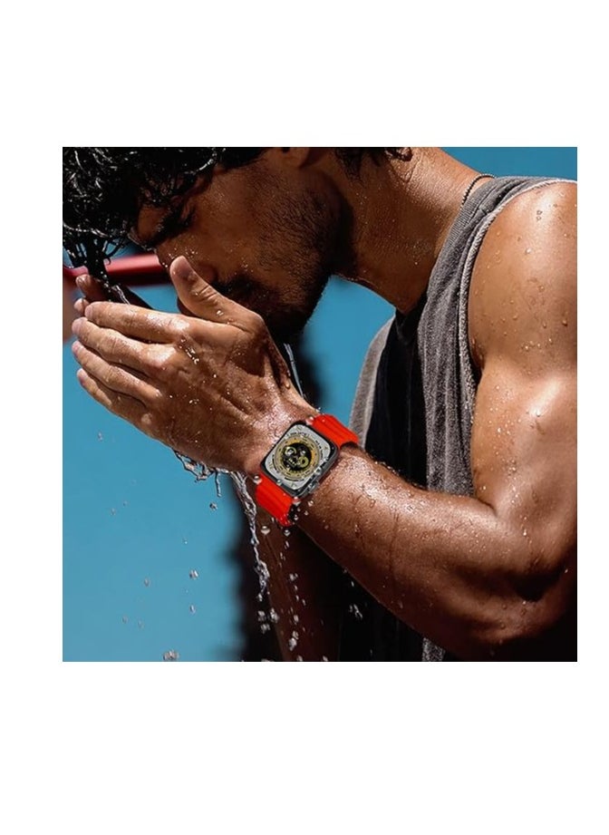 ten.tech - Ten Tech Silicone Band for Apple Watch Ultra/Ultra 2 49mm 45mm 44mm 42mm, Waterproof Soft Silicone Sports Band for iWatch Ultra SE 8/7/6/5/4/3/2/1, red - Image 1