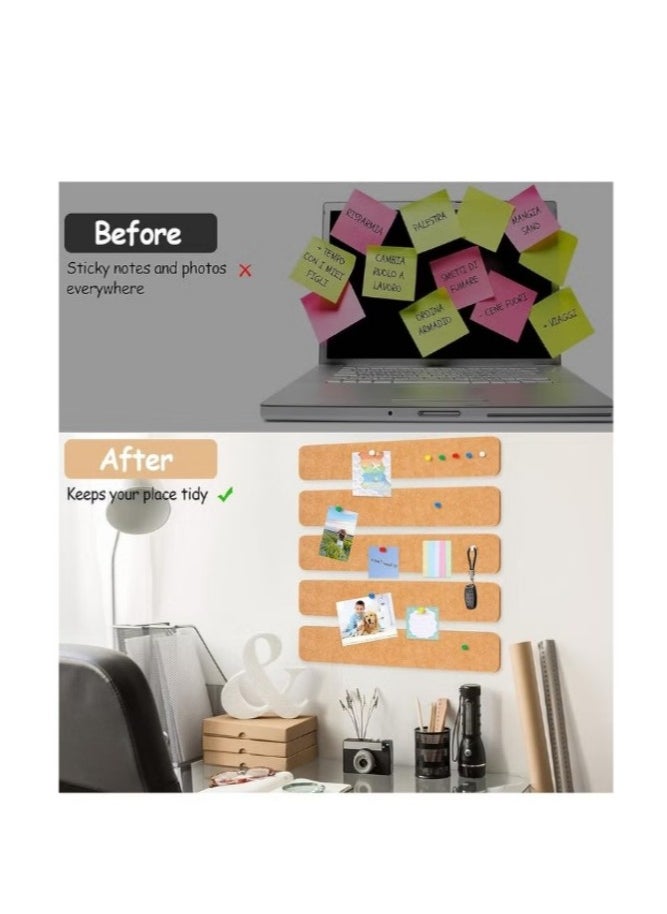 Fanski 5 Pack Bulletin Board Strips, COIDEA Felt Pin Board Bar with 40 Push Pins Self-Adhesive Felt Bulletin Board for Office School Home Wall Decoration, for Organize Memo, Photos, Display  - Image 3