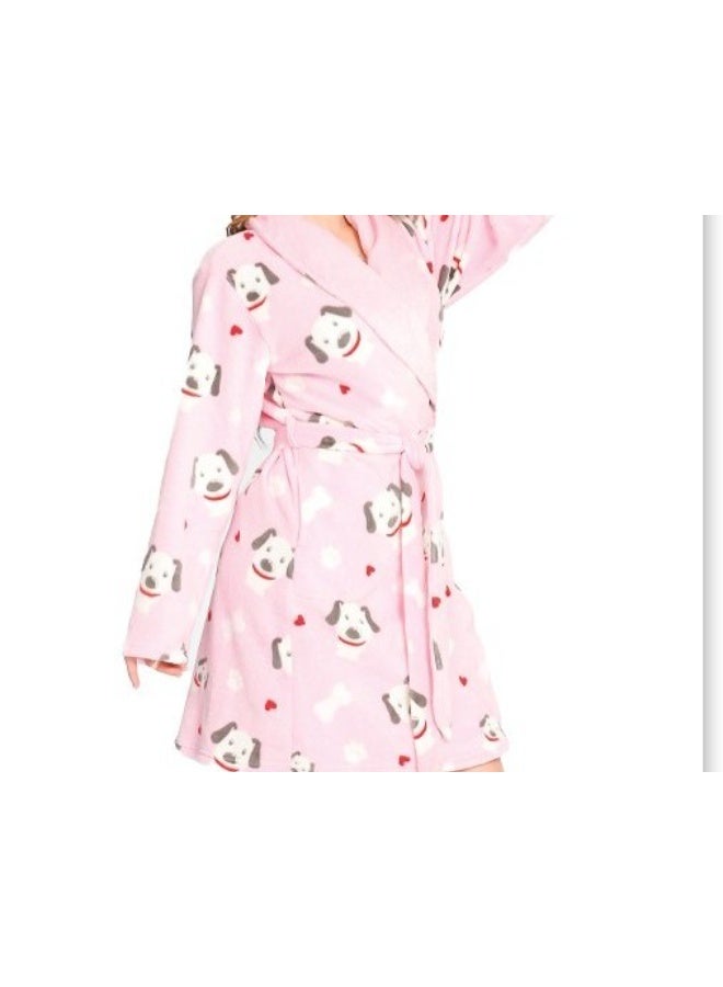 Dadoush Dadosh Women's Bathrobe Soft Bathrobe Warm Winter Nightsuit Pink Blue with Matching Socks Women Nightgown - Image 4