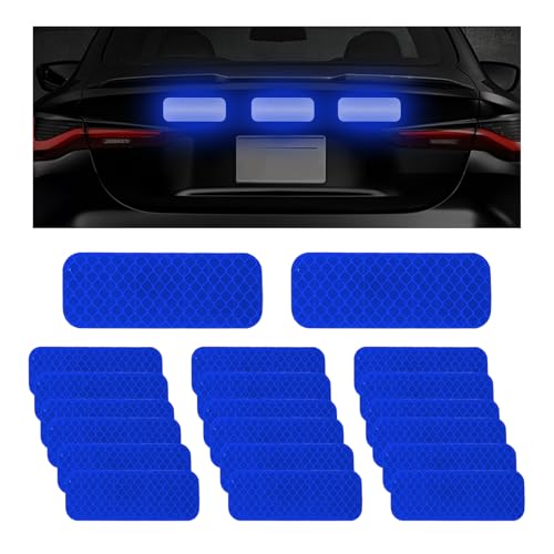 Yourkar 20 PCS Powerful Reflective Decal PET Night Visibility Stickers Waterproof Warning Stickers Fit for Most Vehicles Car Accessories Blue - Image 1