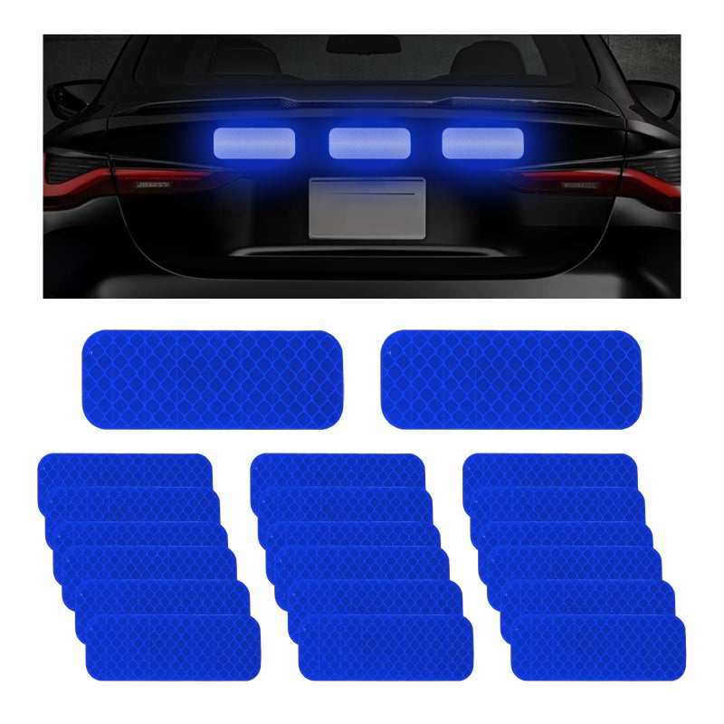 Yourkar 20 PCS Powerful Reflective Decal PET Night Visibility Stickers Waterproof Warning Stickers Fit for Most Vehicles Car Accessories Blue - Image 3