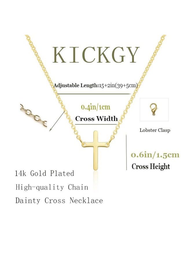 KICKGY Cross Necklace for Womendainty 14K Plated Pendant Simple Necklaces Cute Choker Trendy Jewelry Gifts, Women, Gold, Small - Image 5