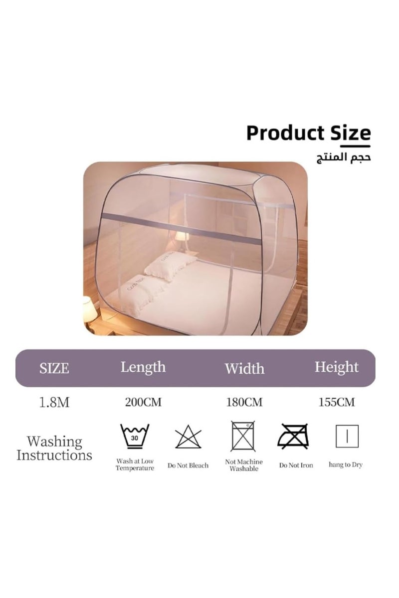 GUDOO Pop-Up Mosquito Net for Beds, Portable Folding Mosquito Netting,Travel Insect Repeller Tents with Base, Free Installation Bed Tent, Crib Yurt Canopy Nets for Baby Adult Bedroom Camping 200*180*155cm - Image 2