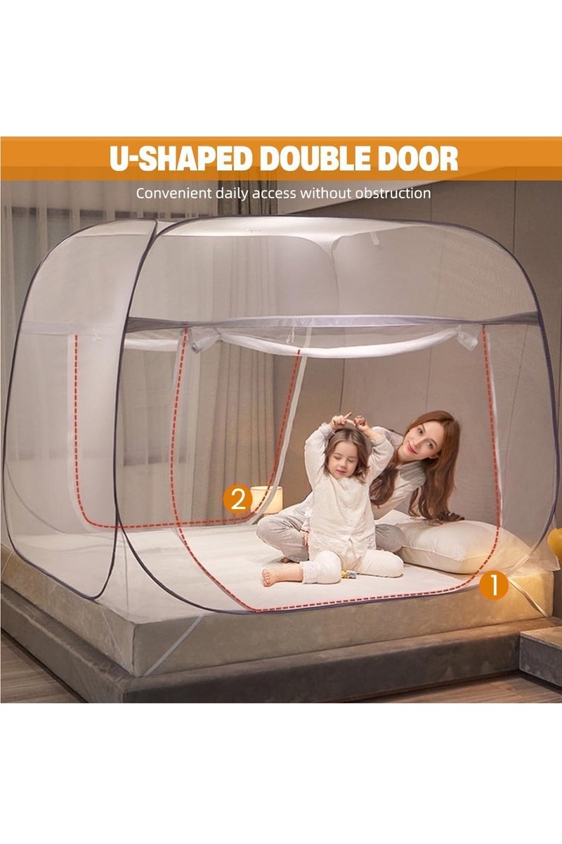 GUDOO Pop-Up Mosquito Net for Beds, Portable Folding Mosquito Netting,Travel Insect Repeller Tents with Base, Free Installation Bed Tent, Crib Yurt Canopy Nets for Baby Adult Bedroom Camping 200*180*155cm - Image 4