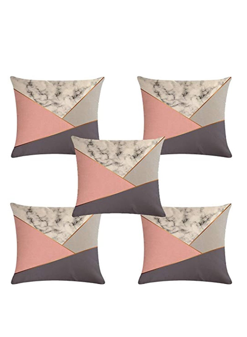 Pillow covers set, 5 pieces, made of linen, multi-coloured, decorated with a print, size 45 cm x 45 cm  - Image 1
