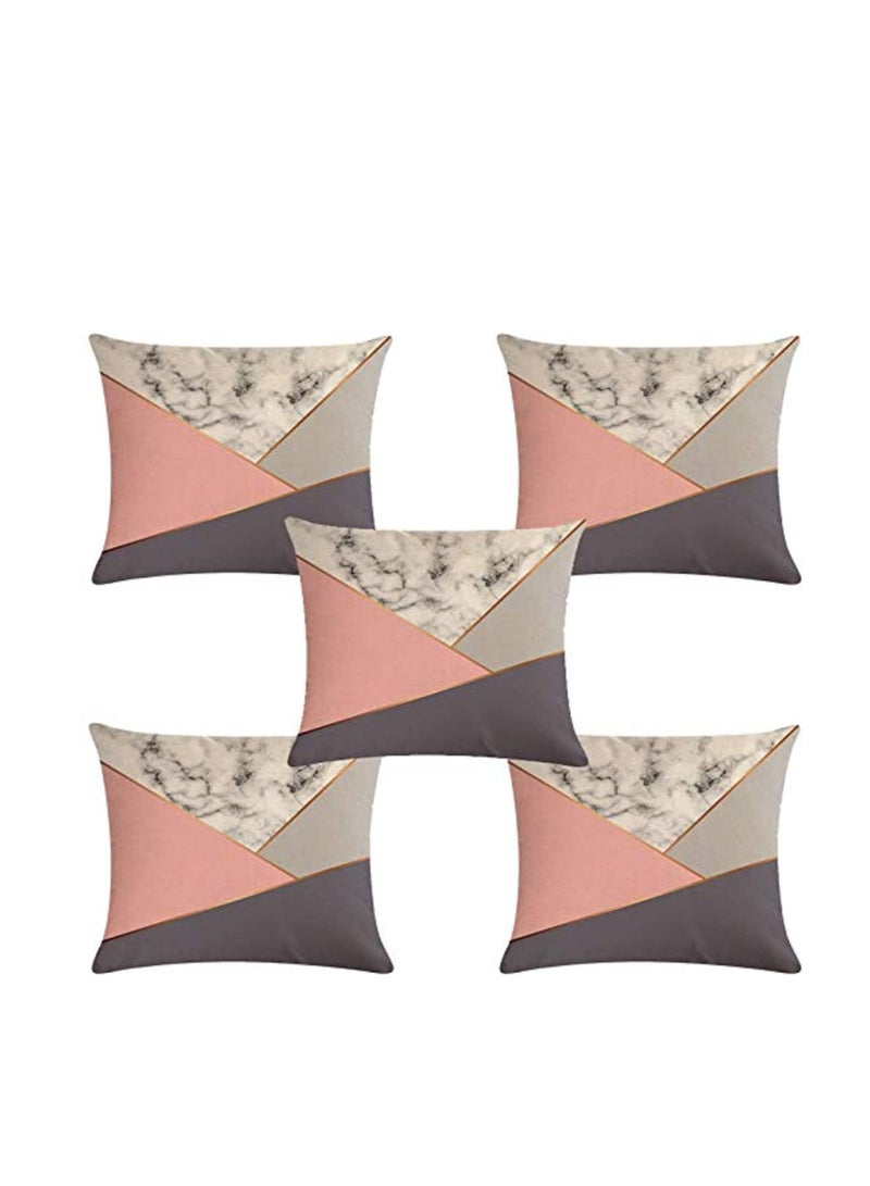 Pillow covers set, 5 pieces, made of linen, multi-coloured, decorated with a print, size 45 cm x 45 cm  - Image 3