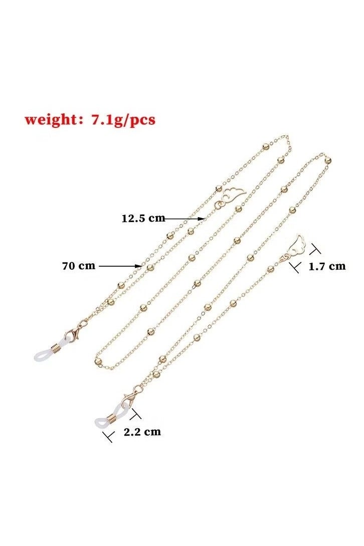 2-قطعة أجنحة سلاسل النظارات مع مشابك، حامل حزام النظارات النظارات، سلسلة التجنيب نظارات، قناع الوجه، الحبل قابل للتعديل سلسلة معلقة (ذهبي وفضي)