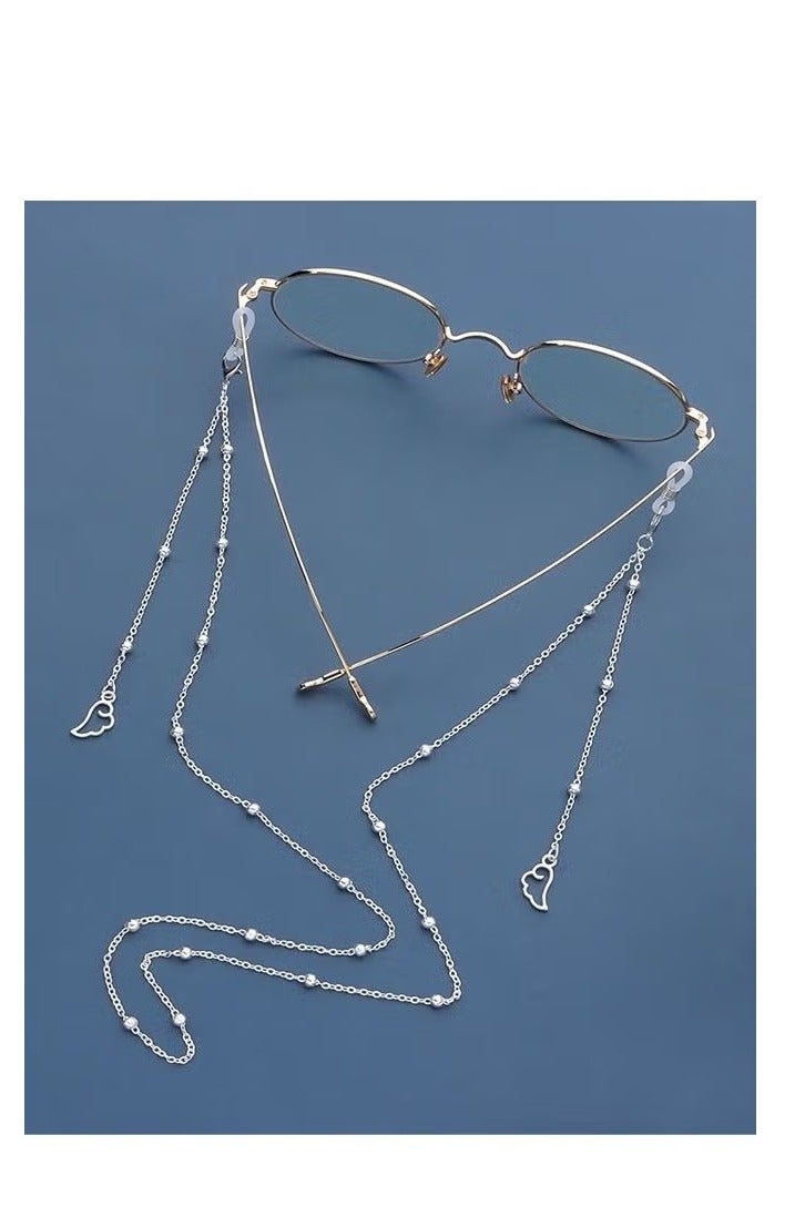 2-قطعة أجنحة سلاسل النظارات مع مشابك، حامل حزام النظارات النظارات، سلسلة التجنيب نظارات، قناع الوجه، الحبل قابل للتعديل سلسلة معلقة (ذهبي وفضي)