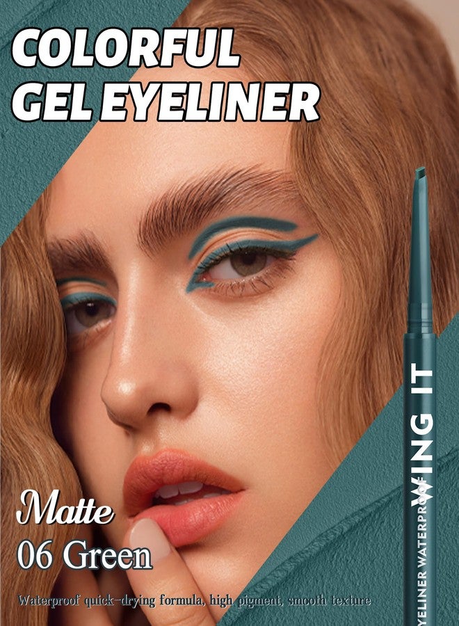 Lestpola Waterproof Gel Eyeliner Pencil, Green Matte Waterline Eye Liner Pencils, Slim Angled Tip, Long Lasting Smudge Proof, Cream Smooth, Precision Eye Glide Water Line Eyeliner, Makeup Pen for Women-06 - Image 2