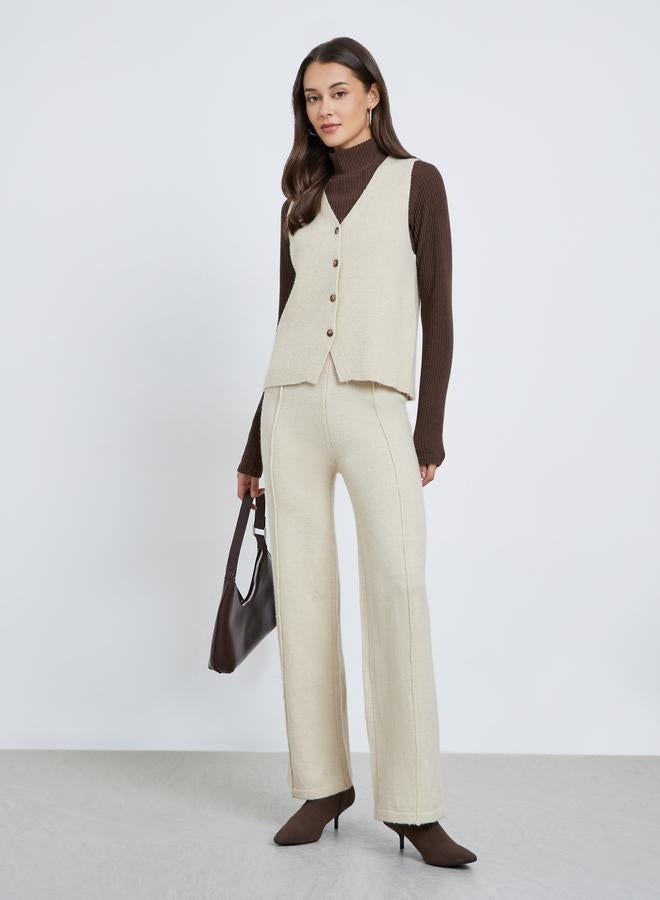 Styli Sleeveless V-Neck Flat Knit Vest - Image 2