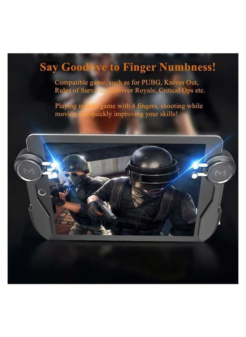 ELTRAZONE - Joystick PUBG Controller for Tablet 4 Triggers [6 Finger Operation] Sensitive Shoot Aim Trigger Gamepad Grip, Support 10-12.9 inch iPad & Tablet (Thickness < 10mm), Black - Image 1