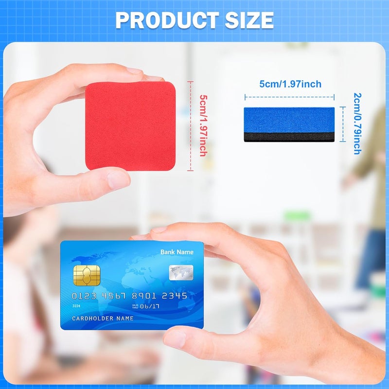 EAONE 48 Pack Dry Erase Eraser, Magnetic Whiteboard Cleaner Mini Chalkboard Cleansers for Classroom, School, Office, Home (4 Color Assorted, 1.97 x 1.97 Inch) - Image 2