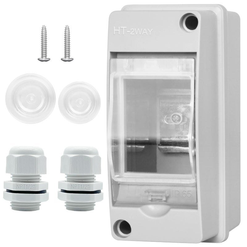 XINYIELE Waterproof Distribution Protection Box ABS Plastic Breaker Electrical Box and Transparent Cover IP65 for Indoor Outdoor Wall Circuit Breaker HT2WAY