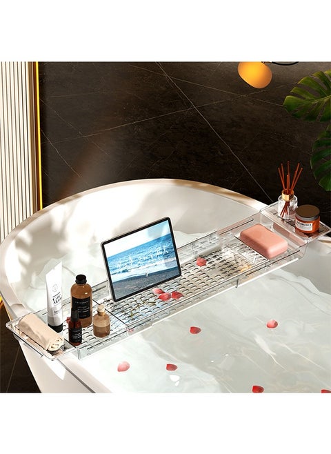 Expandable Bathtub Rack Adjustable Bathtub Caddy Tray Storage Rack Multifunctional Bathtub Manager for Kitchen Bathrooms - Clear