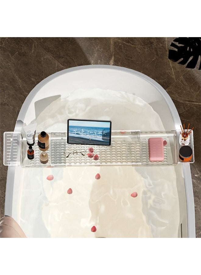 Expandable Bathtub Rack Adjustable Bathtub Caddy Tray Storage Rack Multifunctional Bathtub Manager for Kitchen Bathrooms - Clear