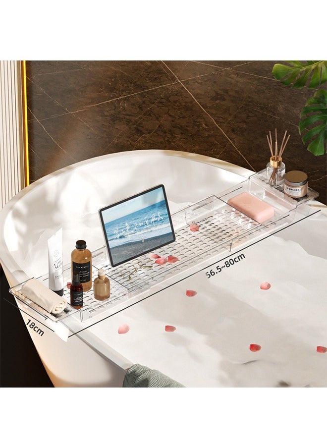 Expandable Bathtub Rack Adjustable Bathtub Caddy Tray Storage Rack Multifunctional Bathtub Manager for Kitchen Bathrooms - Clear