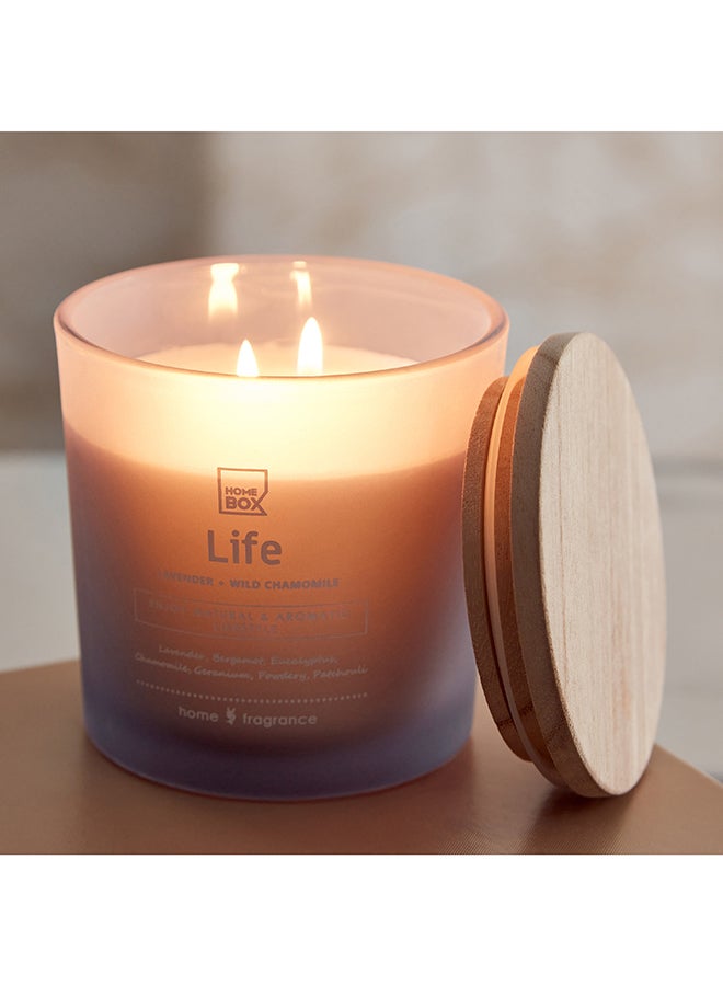 Home Box Sentiment Life Frosted Glass Jar Candle with Wooden Lid 320 g - Image 2