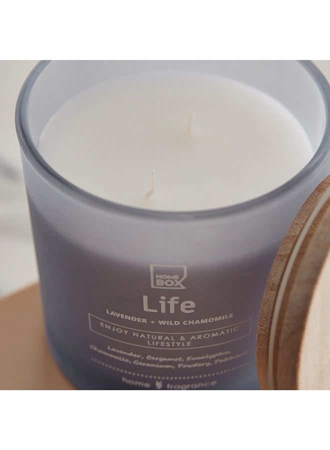 Home Box Sentiment Life Frosted Glass Jar Candle with Wooden Lid 320 g - Image 3
