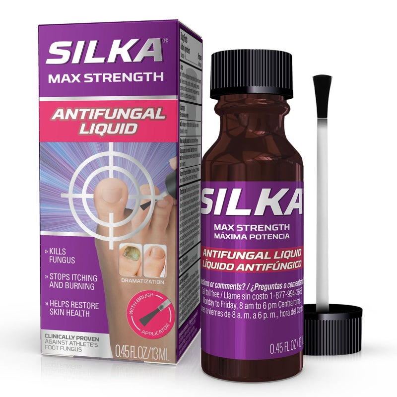 SILKA Max Strength Antifungal Liquid for Toenail Health with Brush Applicator, Results in 1 Week, Nail Fungus Treatment for Damaged Toenails, Athlete's Foot Treatment, Tolnaftate 1% 0.45 Fl Oz - Image 1