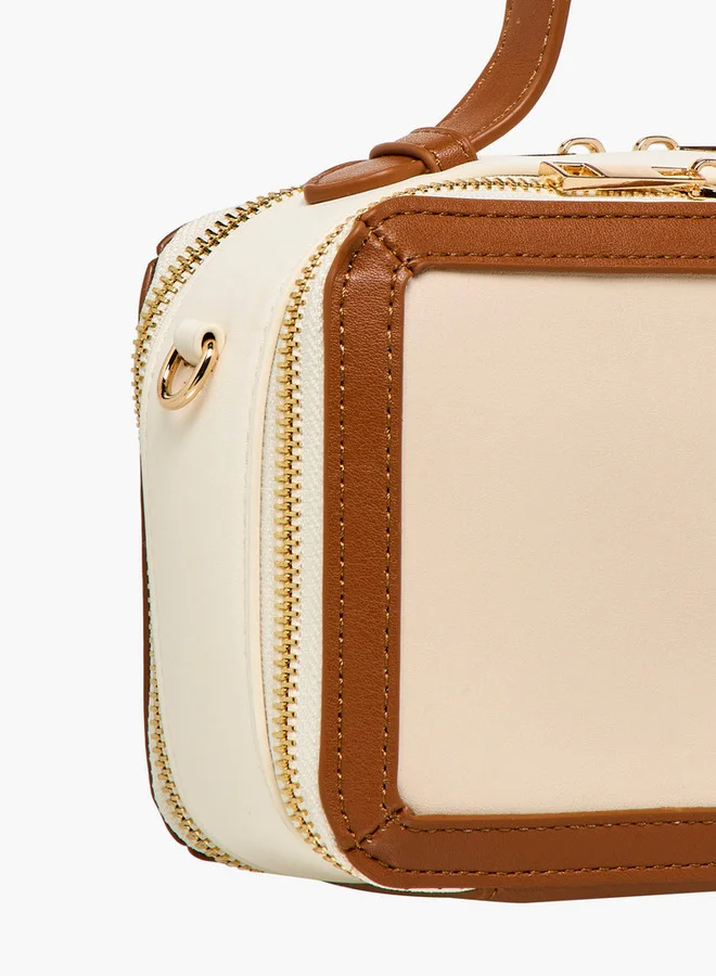Flora Bella By Shoexpress Solid Crossbody Bag with Detachable Strap and Zip Closure