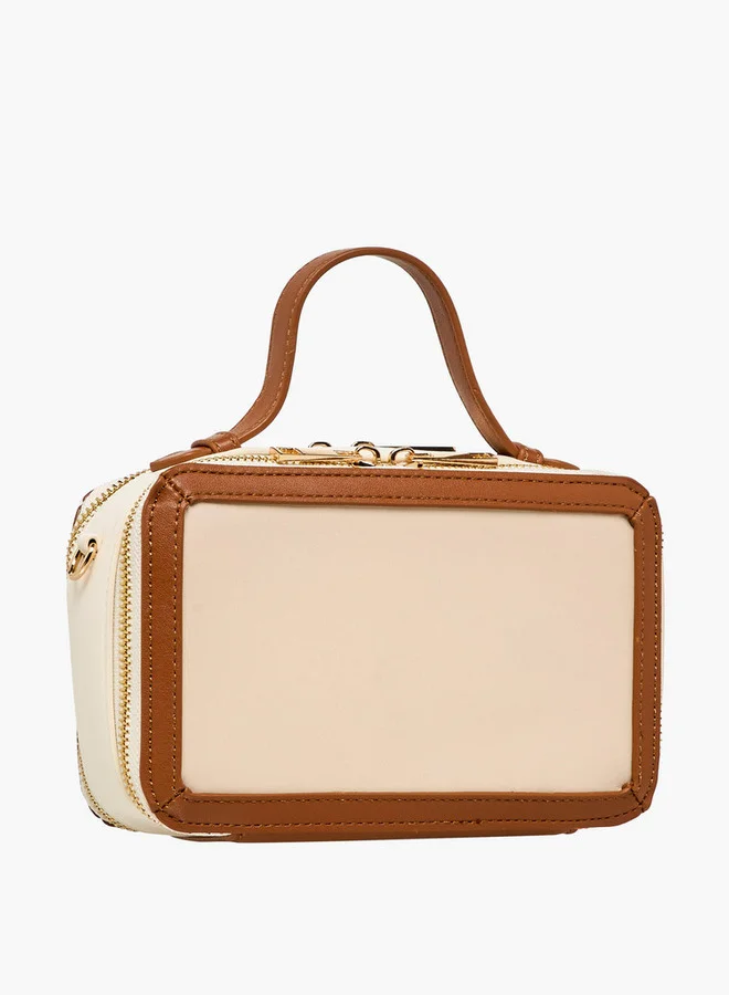 Flora Bella By Shoexpress Solid Crossbody Bag with Detachable Strap and Zip Closure