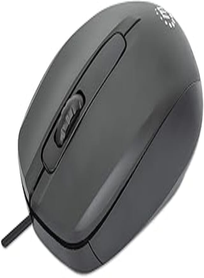 Manhattan Comfort II Wired Optical Mouse 1000 DPI Ambidextrous 1.2 m Cable - Black