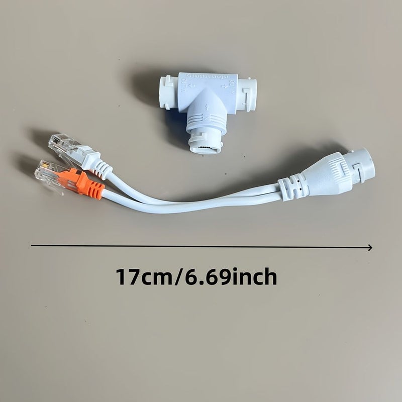 2 Pieces POE Splitter Three Way RJ45 Connector Adapter Cable for IP Camera - Image 3