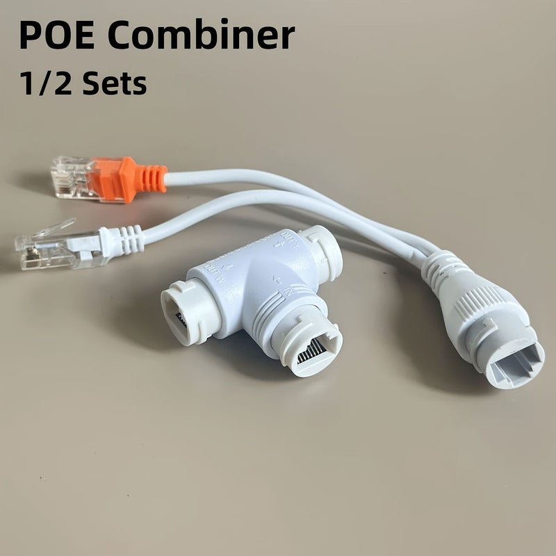 2 Pieces POE Splitter Three Way RJ45 Connector Adapter Cable for IP Camera - Image 2