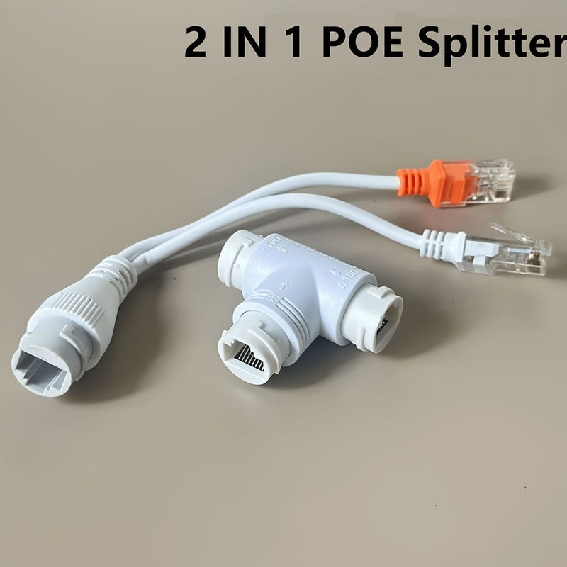 2 Pieces POE Splitter Three Way RJ45 Connector Adapter Cable for IP Camera - Image 1