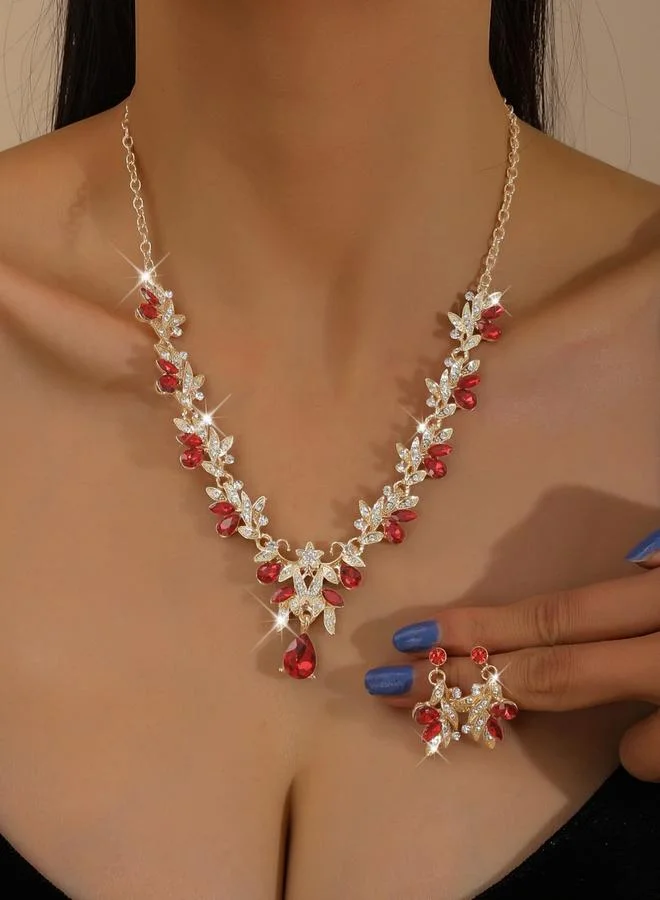 Take Two 2-Piece Embellished Rhinestone Drop Necklace and Earrings Jewelry Set