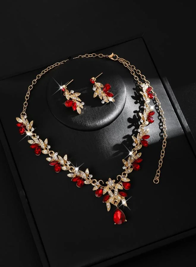 Take Two 2-Piece Embellished Rhinestone Drop Necklace and Earrings Jewelry Set