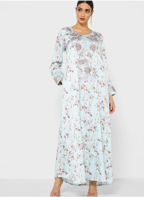 Mukhawar Floral Printed Jalabiya