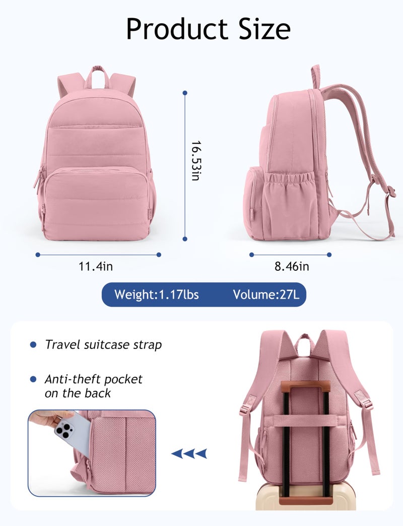 Uselike Travel Backpack for Women, 15.6 Inch Laptop Backpack, Quilted College Bookbag, Cute Work Backpacks, Water Resistant - Image 4