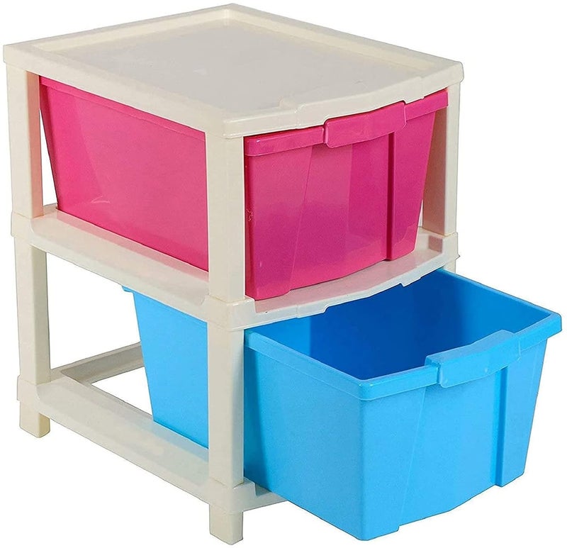 Swami Enterprise 2 Layer Plastic Modular Drawer System Large Stomo Multi Purpose chest of Drawer Organizer for Home Office Hospital Parlour and School Foldable drawer 2 LAYER STORAGE DRAWER - Image 1