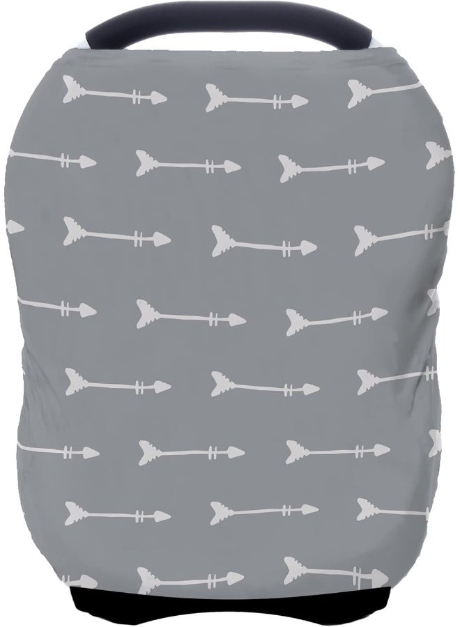 ByeBye Calorie Nursing Carseat Canopy Breastfeeding Cover - Multi-use Stretchy Car Seat Covers for Babies, Baby Shower Gifts (Grey Arrows) - Image 1