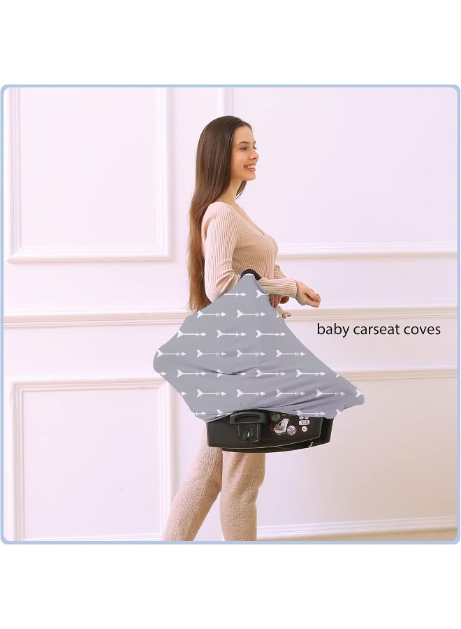 ByeBye Calorie Nursing Carseat Canopy Breastfeeding Cover - Multi-use Stretchy Car Seat Covers for Babies, Baby Shower Gifts (Grey Arrows) - Image 2