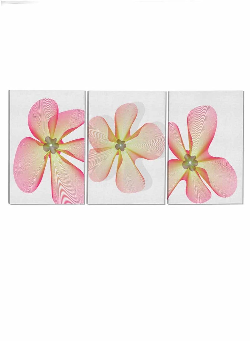 لوحة طقم من ٣ لوحات كانفاس على إطار خشبي تصميم زهور للمنزل غرفة المعيشة المكتب الديكور - Image 4