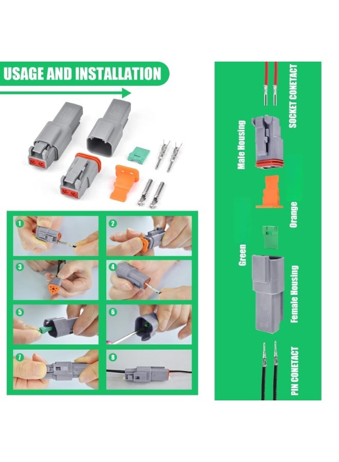 بيوينتي موصلات DT، موصل سلك كهربائي 6 سنون مقاوم للماء مع جهات اتصال مختومة وسدادة، مناسب للشاحنات والمركبات على الطرق الوعرة والبناء والزراعة وأسلاك الدراجات النارية (مجموعة من 6 قطع). - Image 5