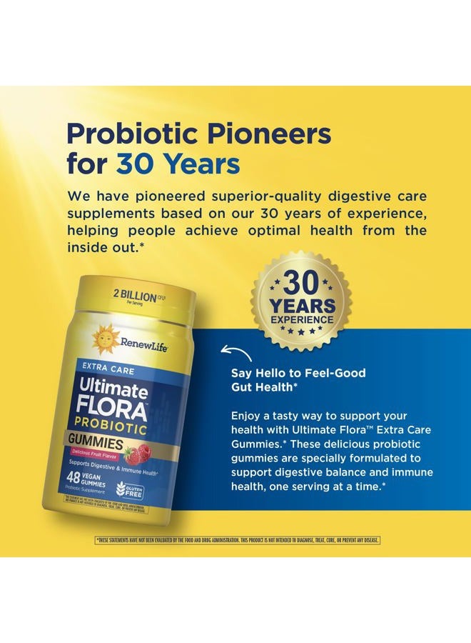Renew Life Extra Care Digestive Prebiotic and Probiotic Gummies, Daily Supplement for Digestive and Immune Health, B. Coagulans and B. Subtilis, Dairy, Soy and gluten-free, 2 Billion CFU, 48 Count - Image 5