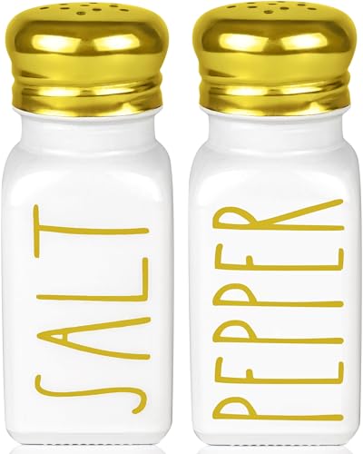 Brighter Barns Luxury Gold Salt and Pepper Shakers Set by Brighter Barns - Glass Shakers & Stainless Steel Lid - Modern Decor for Home, Restaurant, Hotel, Wedding, Gifts - Luxury Kitchen Accessories (Gold) - Image 1