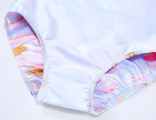 Domusgo Gymnastics Leotards for Girls 7-8 Years Old Glitter Pink Tie Dye Sleeveless Set with Matching Shorts - Image 5