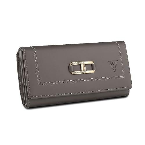 ALSU Women's Hand Wallet Purse Clutch | Phone Pocket| 4 Card Slots| Coin Pockets| Smooth Material (Grey) - Image 1