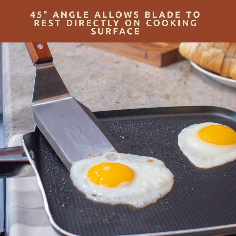 Bellemain Stainless Steel Spatula | Heavy Duty Turner with Beveled Edges & Hardwood Handle | Large Metal spatula for Cast Iron Skillet, Flat Top Grill | Griddle Scraper | Hamburger - Image 5
